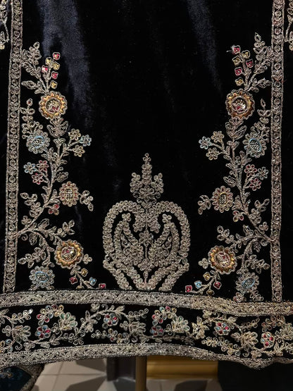 Ruhbaan Velvet Suit (Black)