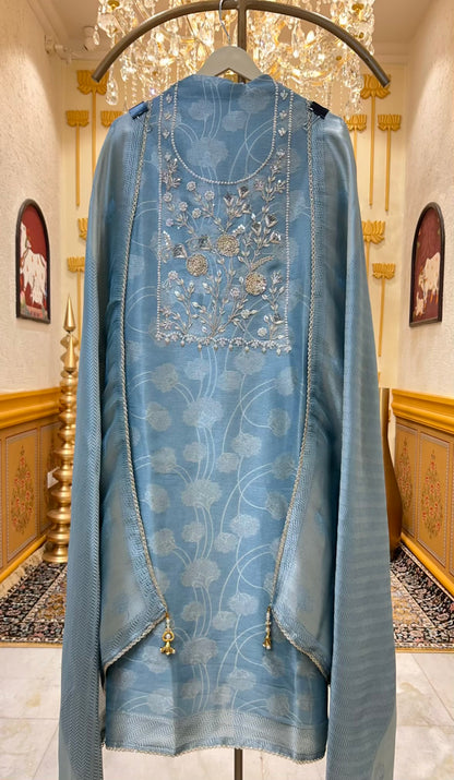 Zareesha Banarasi Noor Suit (Powder Blue)