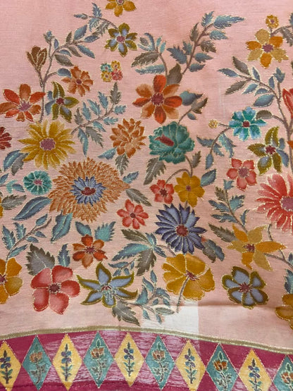 Eshira Silk Printed Suit (Peach)
