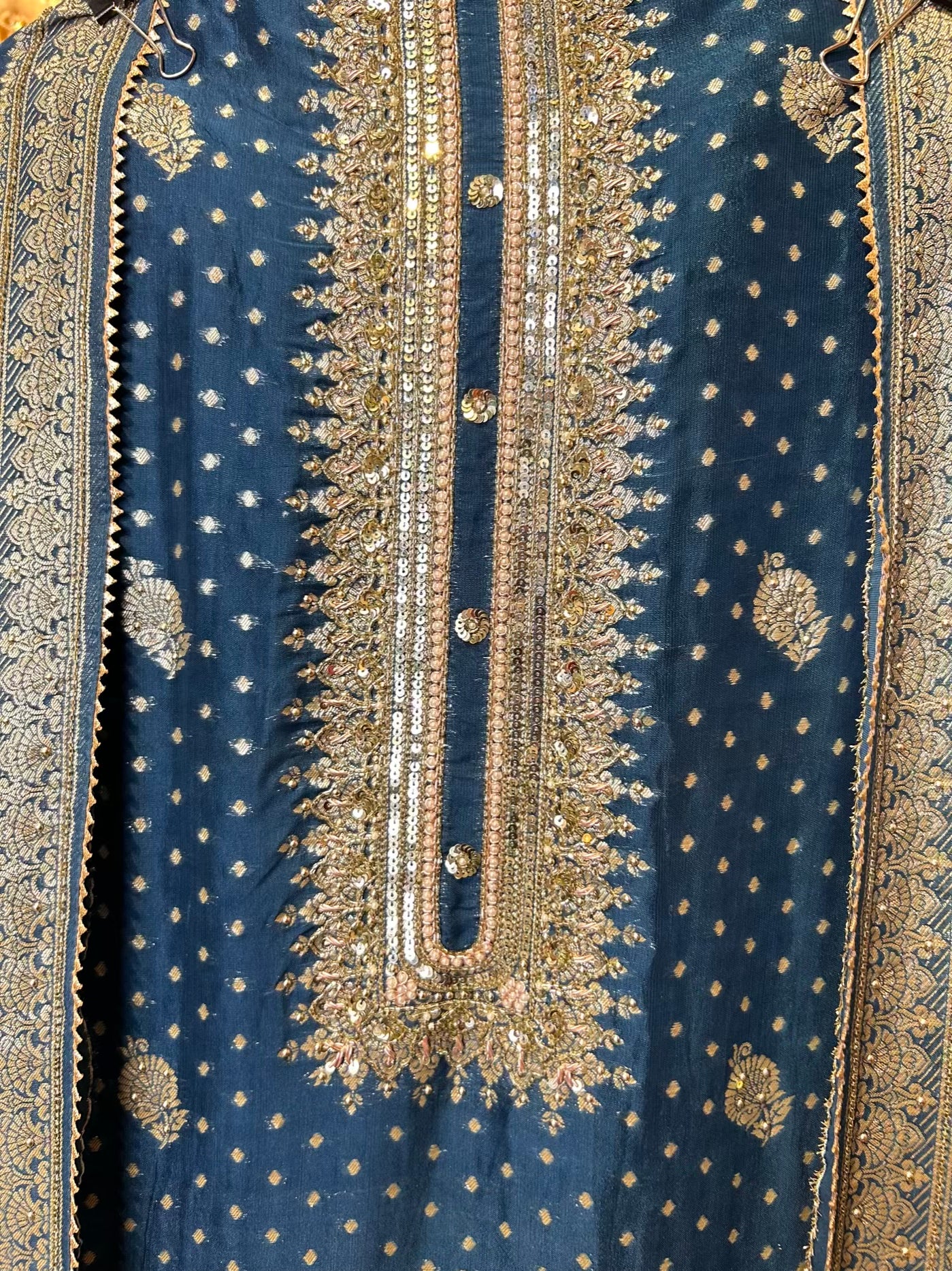 Adaayein Organza Suit (Peacock Blue)