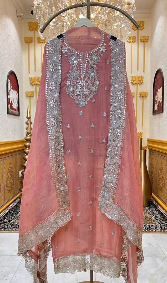 Mehrya Zari Spark Suit (Pink)
