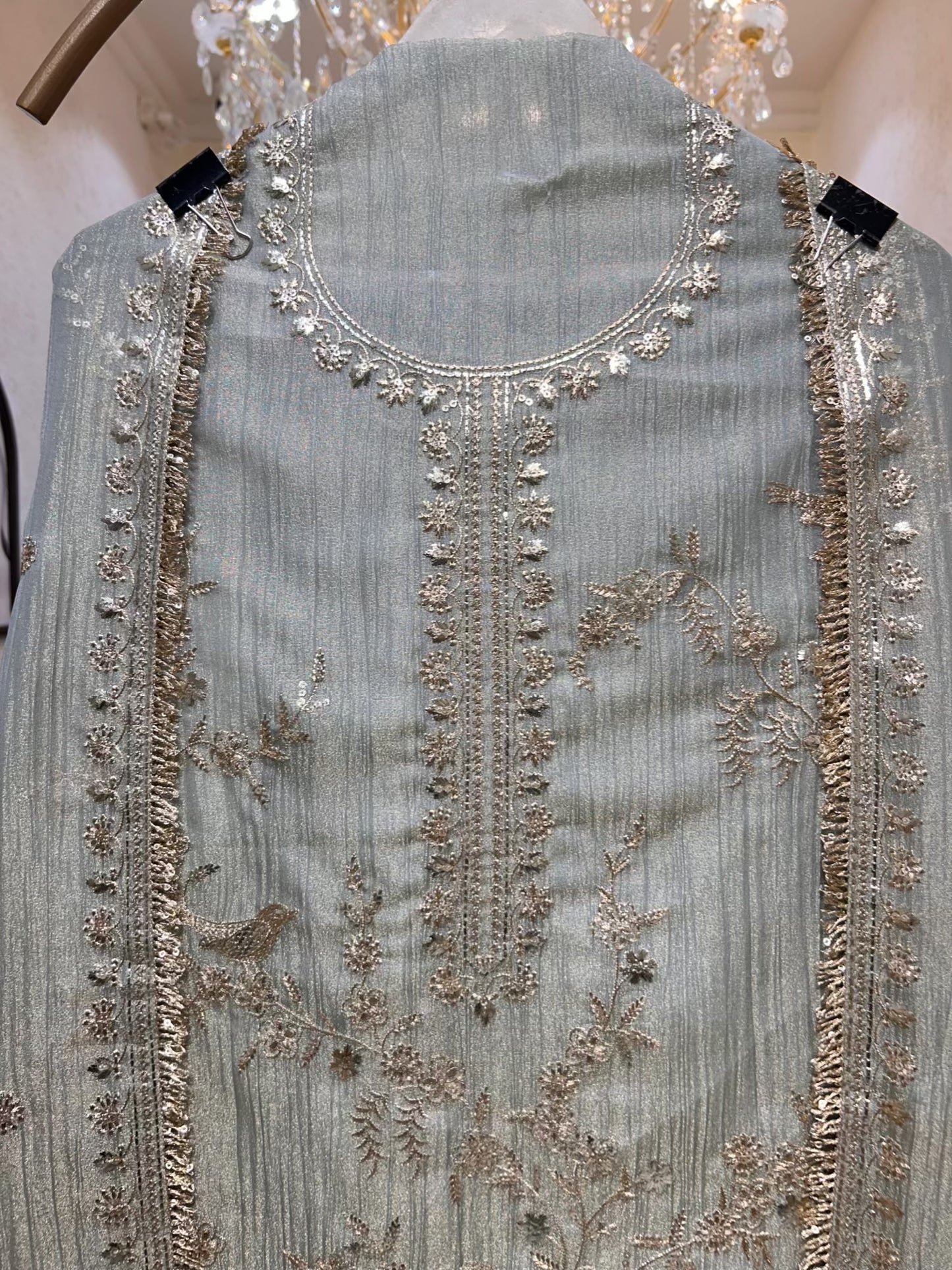 Zarvella Kiran Tissue Suit (Powder Green)