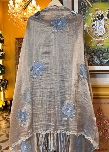 Sifat Shimmer Organza Suit (Blue)