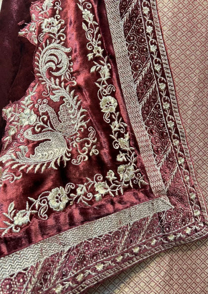 Ruhsana Brocade Suit (Maroon)