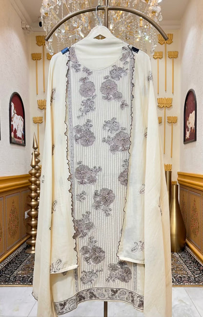 Afiya Cotton Noor Suit (Ivory)