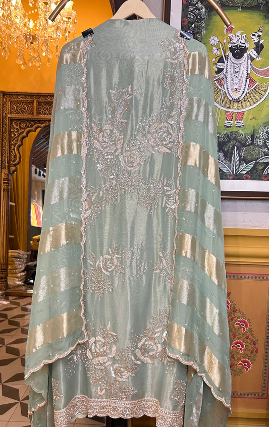Zarqash Organza Suit (Green)