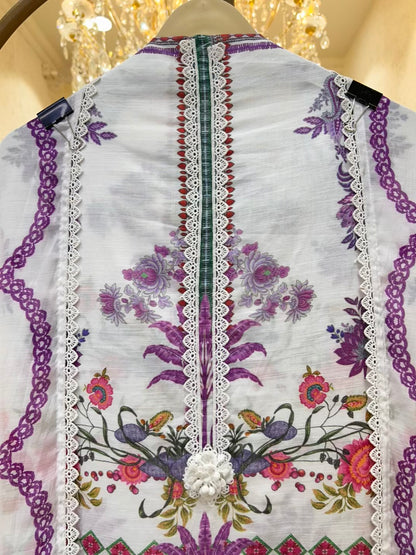 Ahana Lace Print Suit (White)