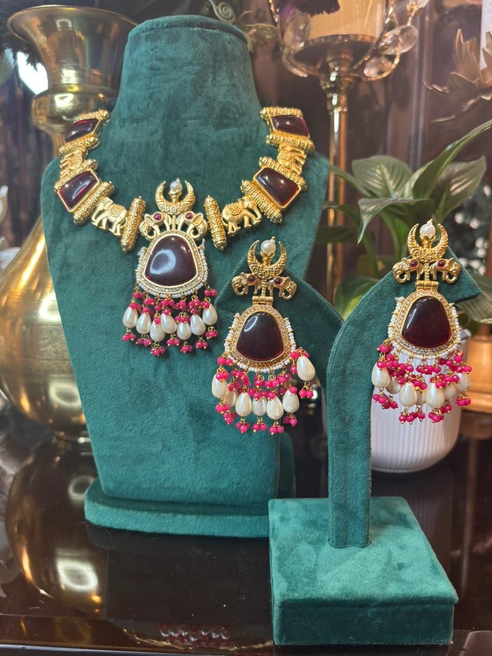 Rajwada Ratna Haar Set (Red)