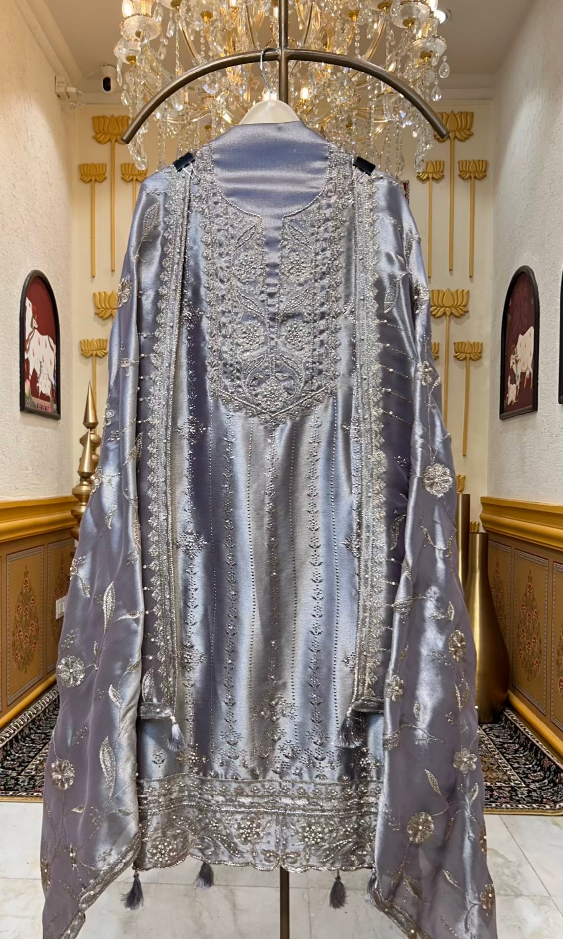 Mehraz Éclat Mukaish Suit (Grey)