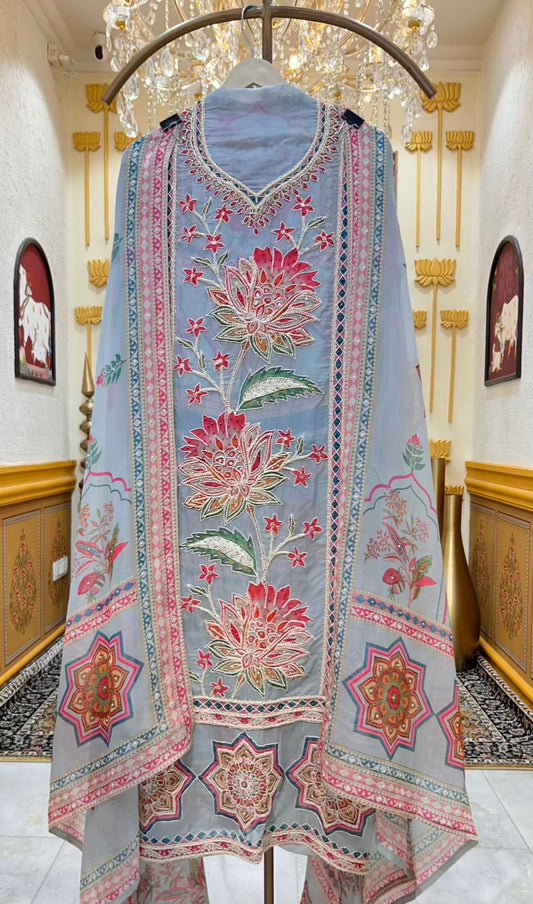 Rivaaya Handcrafted Organza Suit