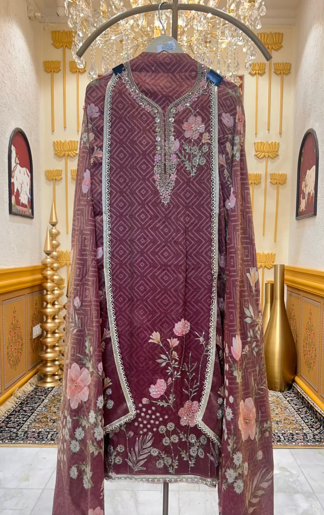 Zarveesha Handprint Élan Suit (Mauve)