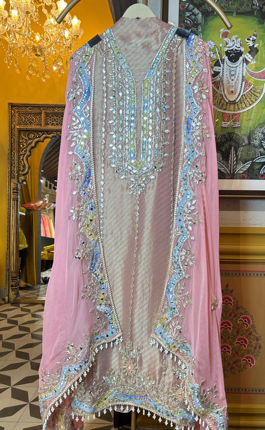 Ruvani Organza Suit (Pink)