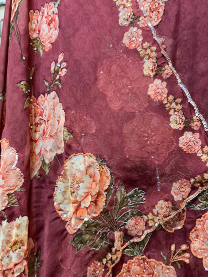 Mehira Sequin Bloom Suit (Wine)