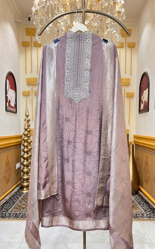 Zehra Dori Silk Suit (Mouse)