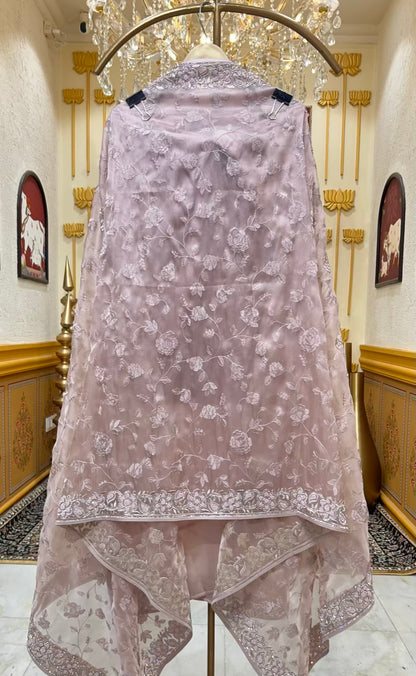 Mehrvani Organza Jewel Suit (Pink)