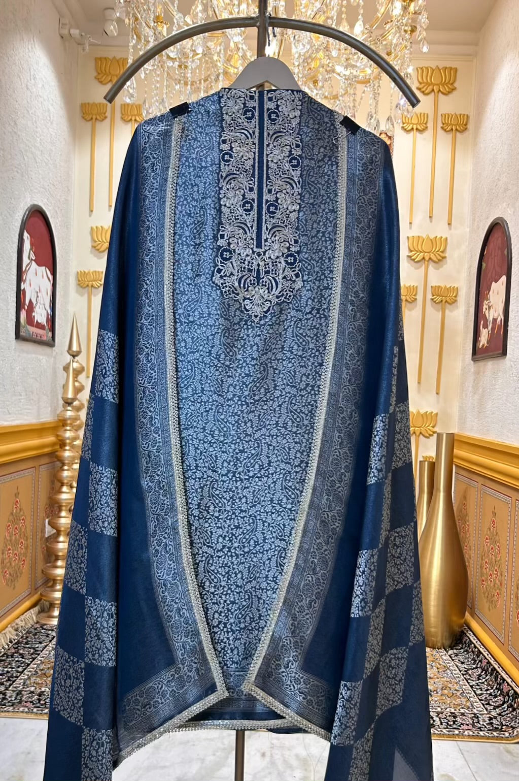 Zarvahana Brocade Suit (Peacock Blue)