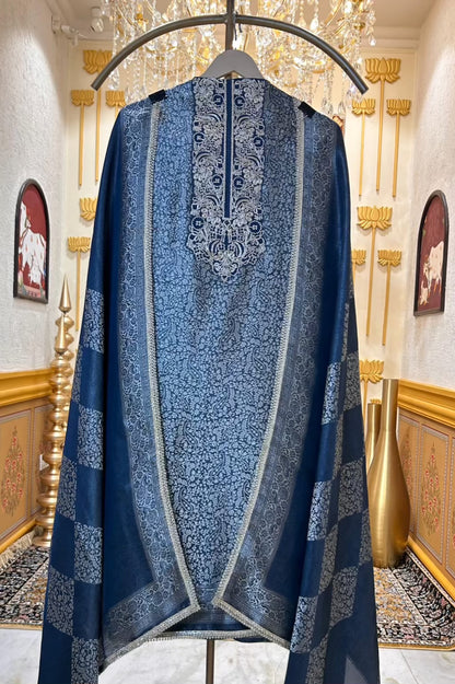 Zarvahana Brocade Suit (Peacock Blue)