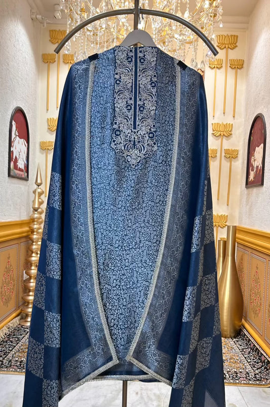 Zarvahana Brocade Suit (Peacock Blue)