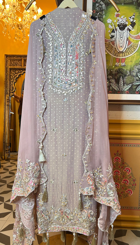 Aavira Shimmer Organza Suit (Lavender)