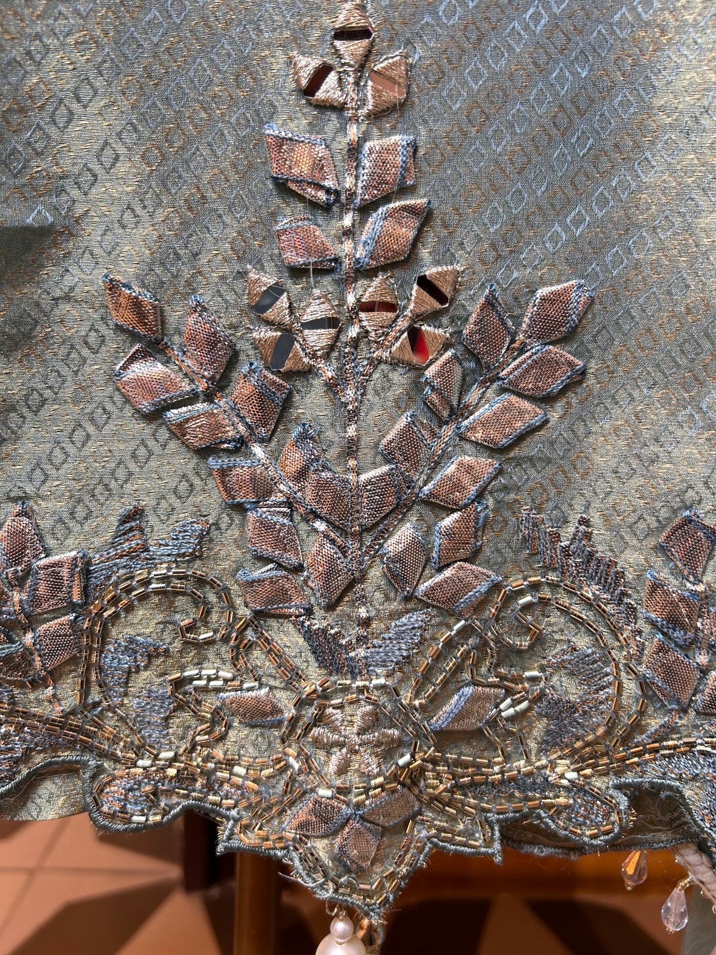 Saanvari Shimmer Organza Suit (Blue)