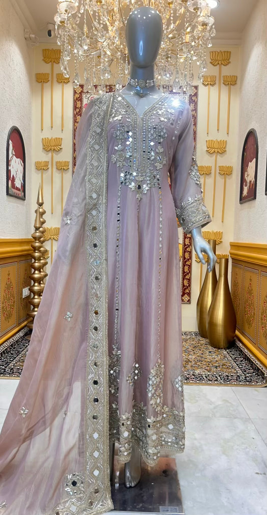 Aaliya Shimmer Noor Anarkali (Pink)