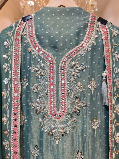 Noorvika Gota Aaina Suit (Green)