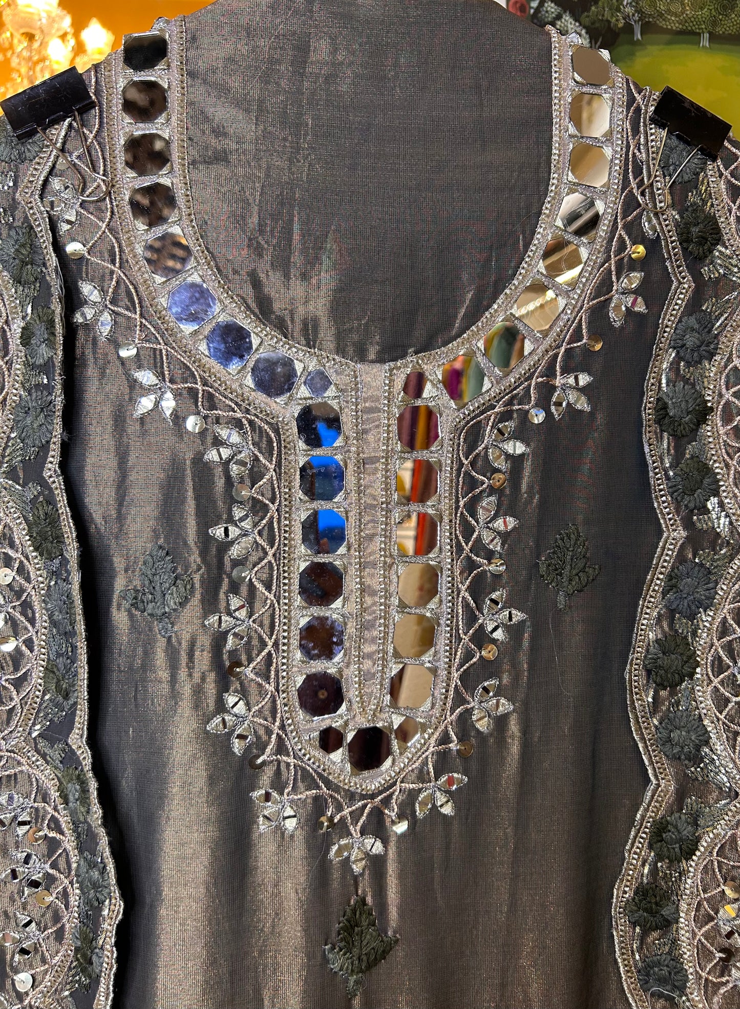 Noorain Organza Suit (Dark Green)