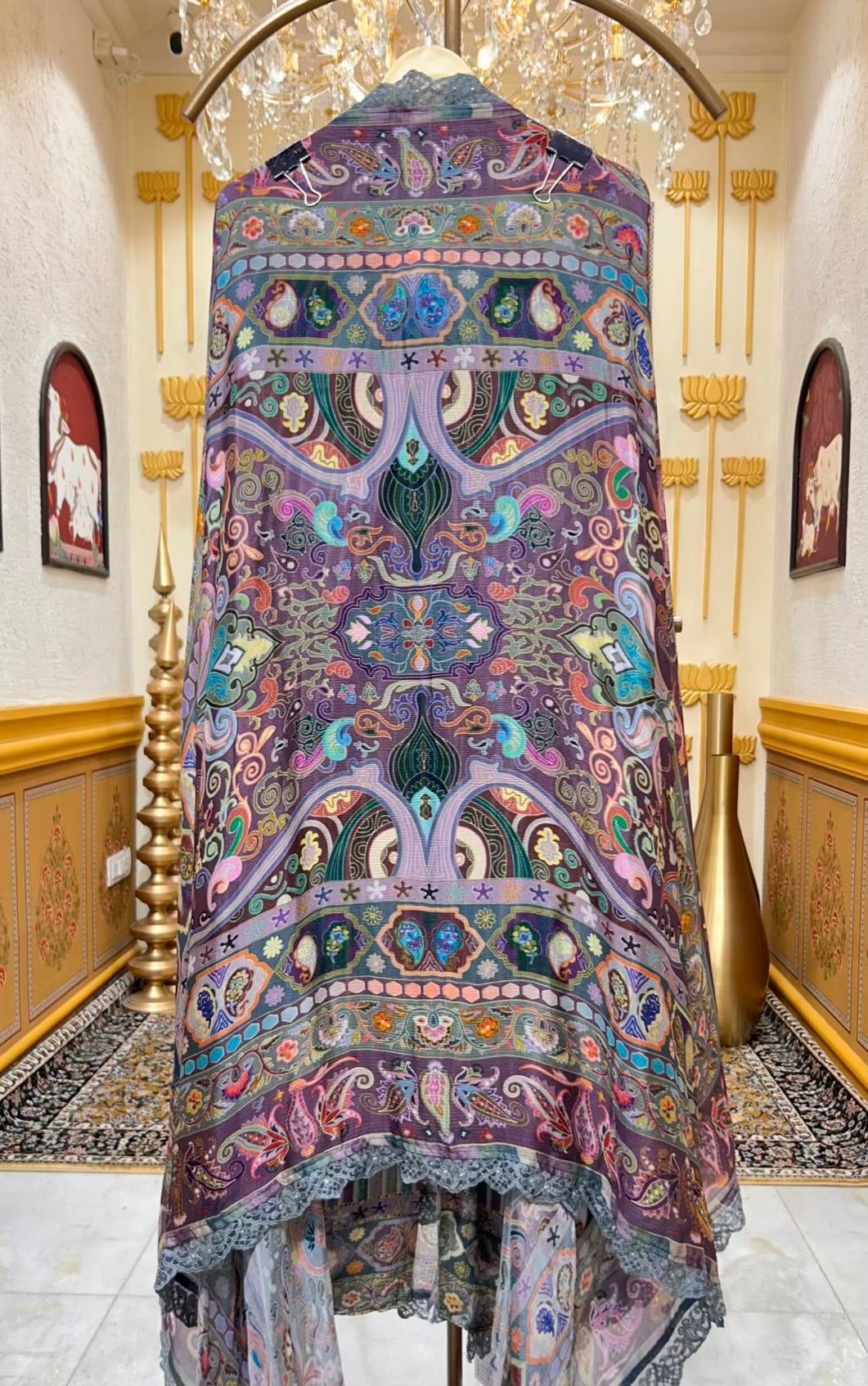 Aavira Silk Veil Suit (Peacock Blue)
