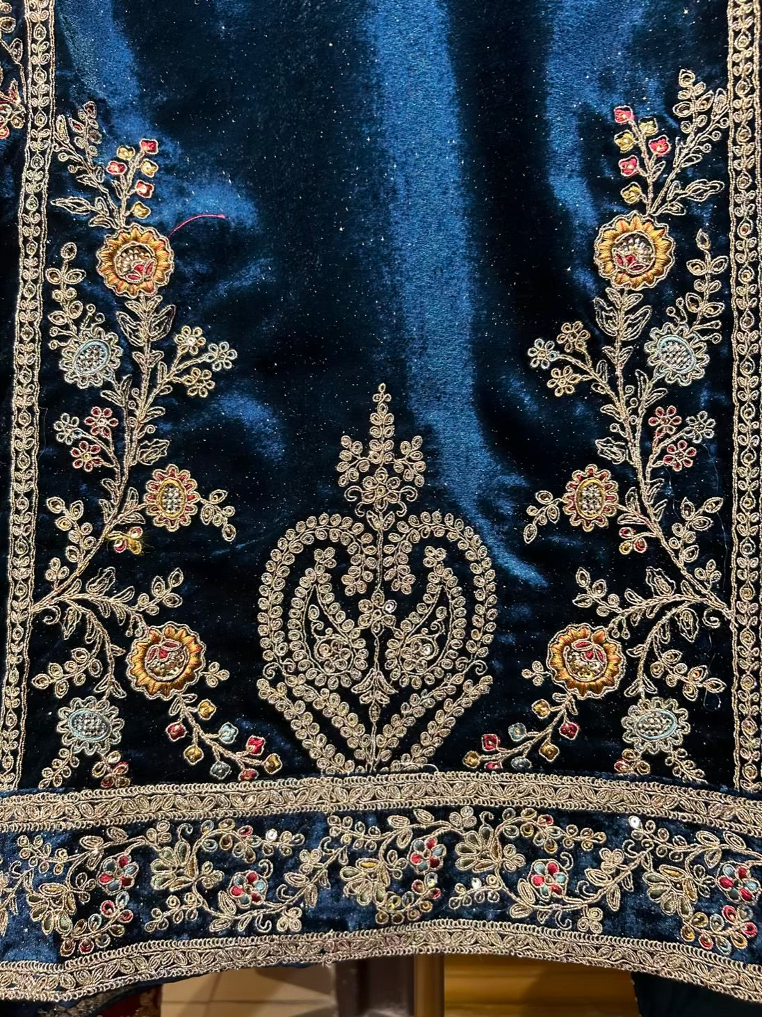 Ruhbaan Velvet Suit (Peacock Blue)