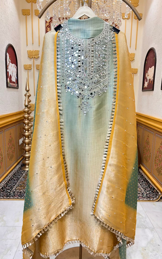 Mahzara Shahi Brocade Suit (Green)