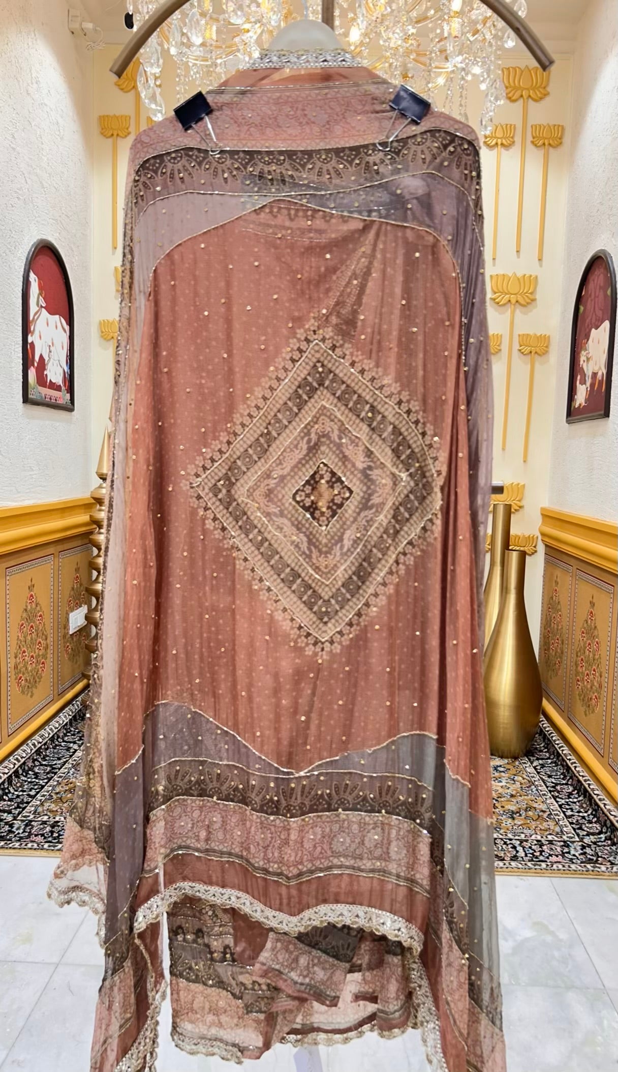 Ishira Lace Veil Suit (Brown)