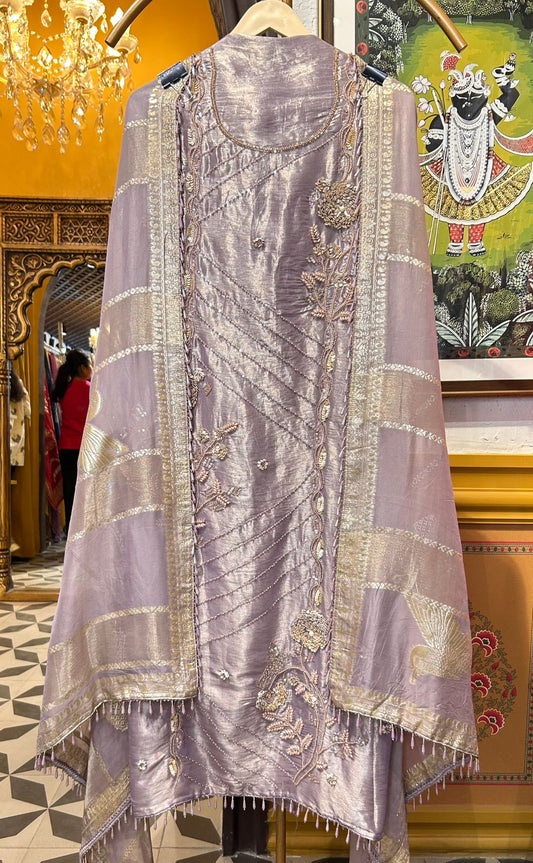 Noorzaan Organza Suit (Lavender)