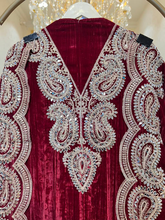 Zayrah Velvet Suit (Maroon)