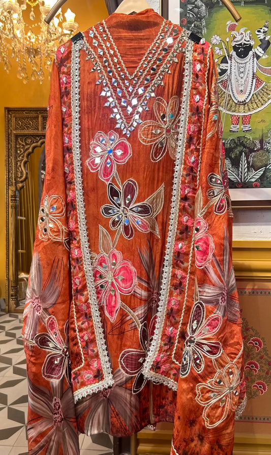 Falisha Organza Suit (Rust)