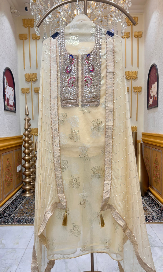 Mehrina Tissue Noor Suit (Ivory)