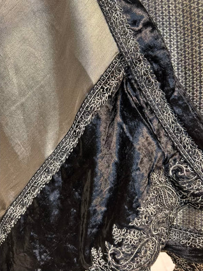 Velmora Velvet Naqsh Suit (Black)