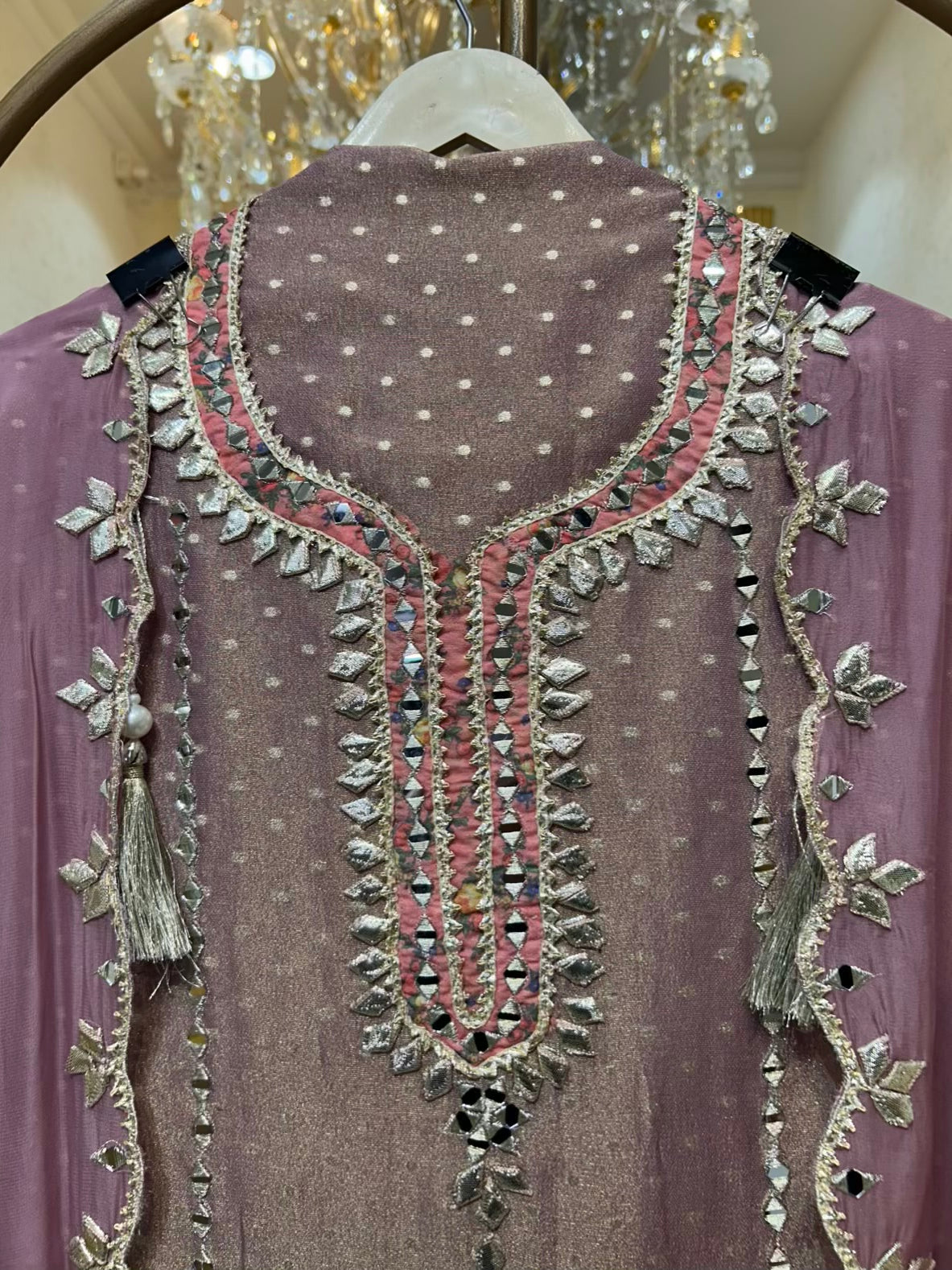Ruhmehar Gota Aaina Suit (Pink)