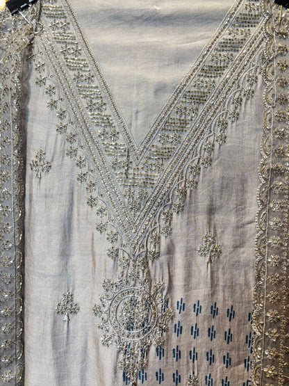 Mehrunisa Silk Suit (Grey)