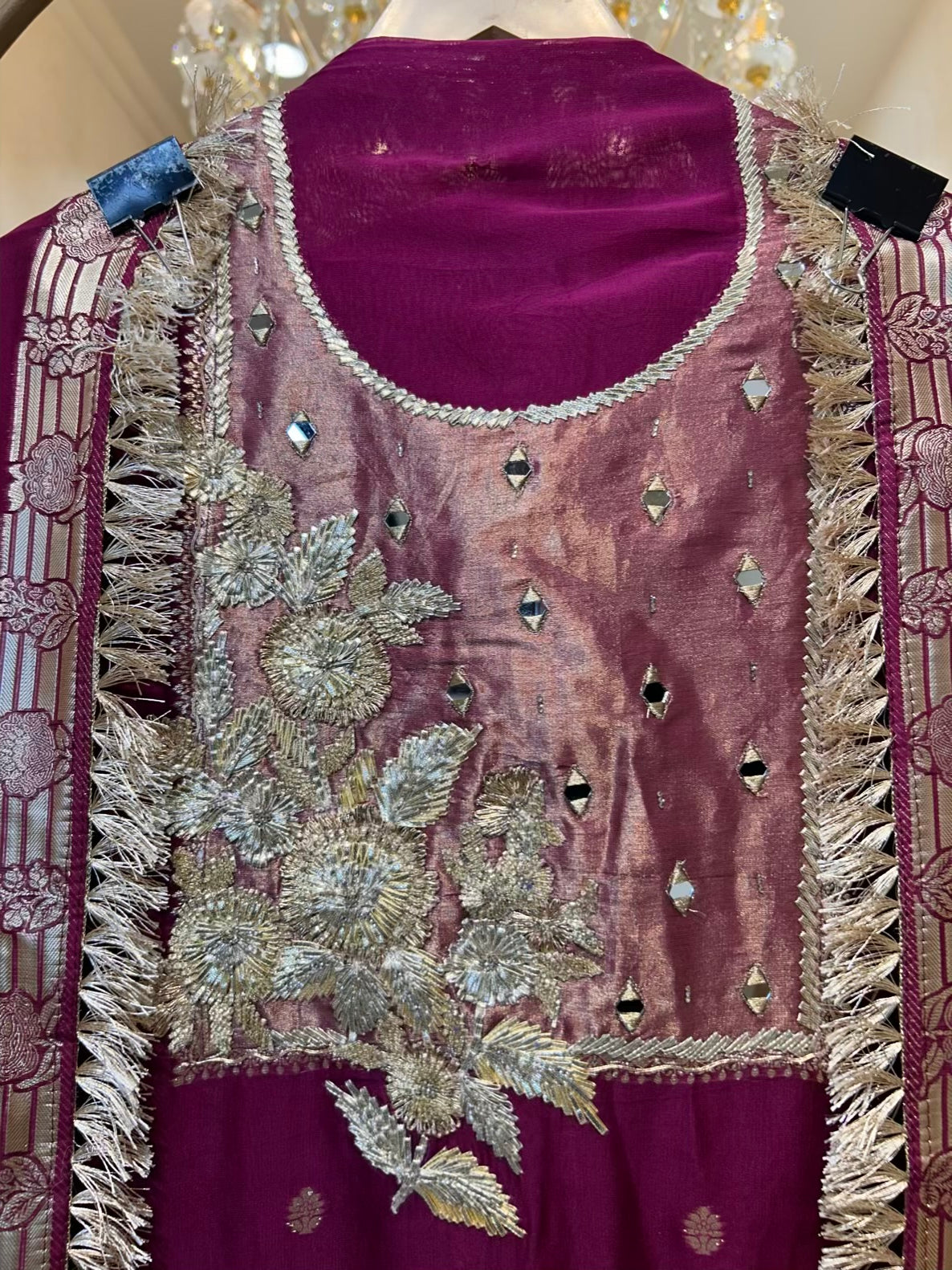 Shahvira Gota Mahal Suit (Wine)