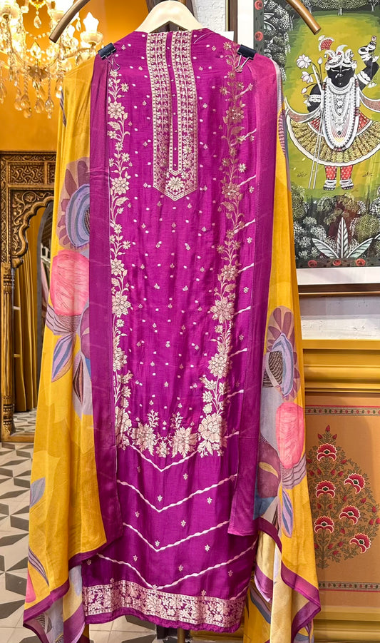 Ruzina Silk Suit (Wine)