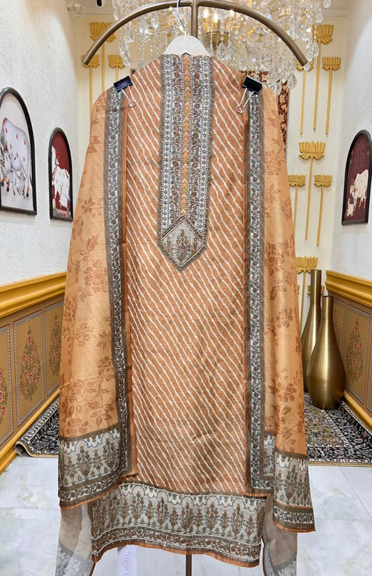 Aarini Chanderi Printed Suit (Mustard)