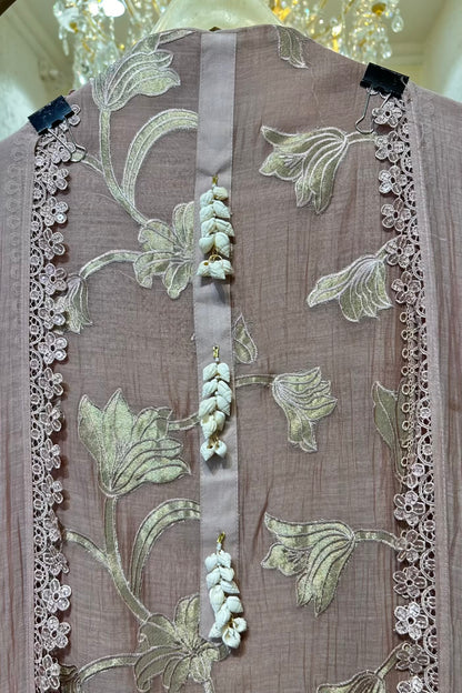 Aabira Tissue Appliqué Suit (Mauve)
