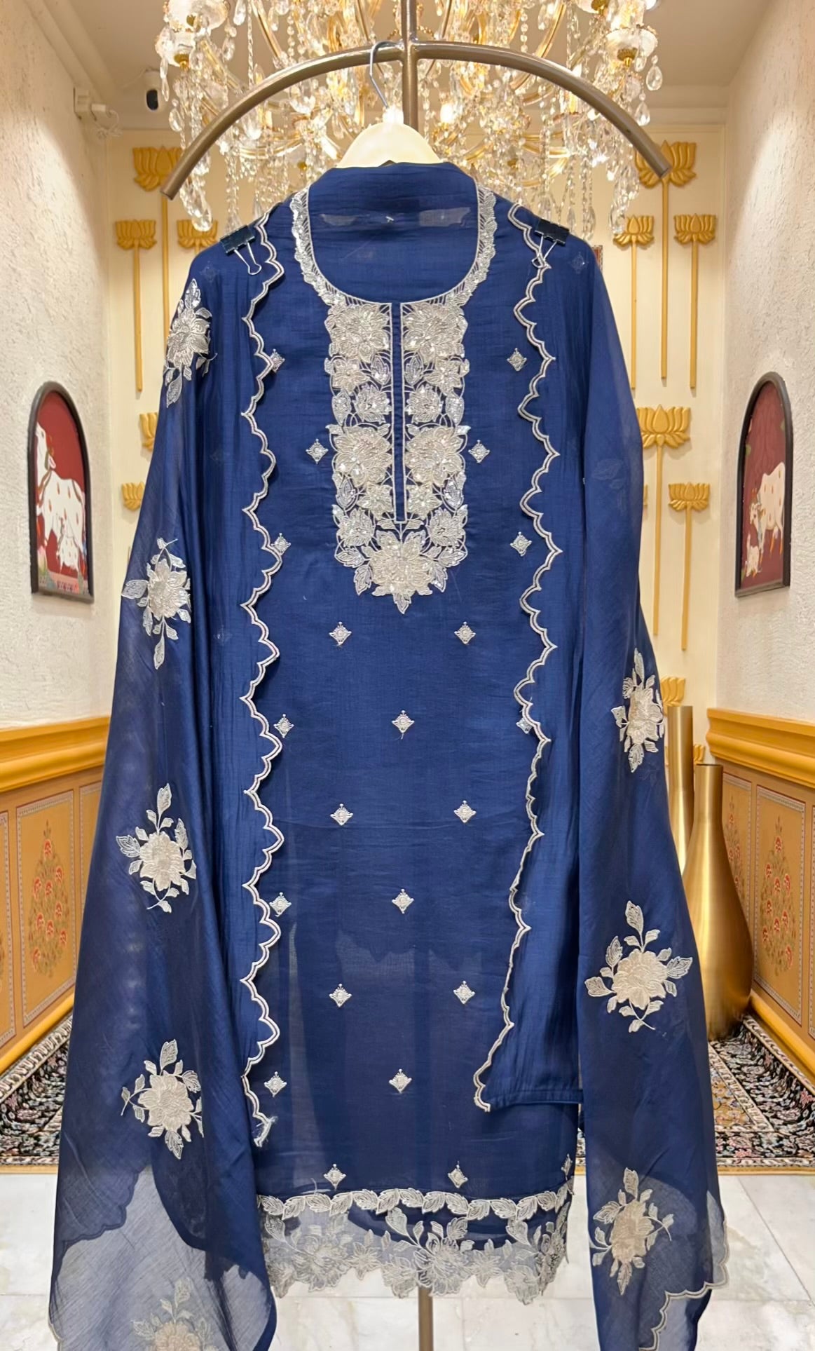 Zarvika Zari Phool Suit (Navy Blue)