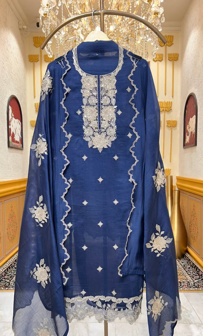 Zarvika Zari Phool Suit (Navy Blue)