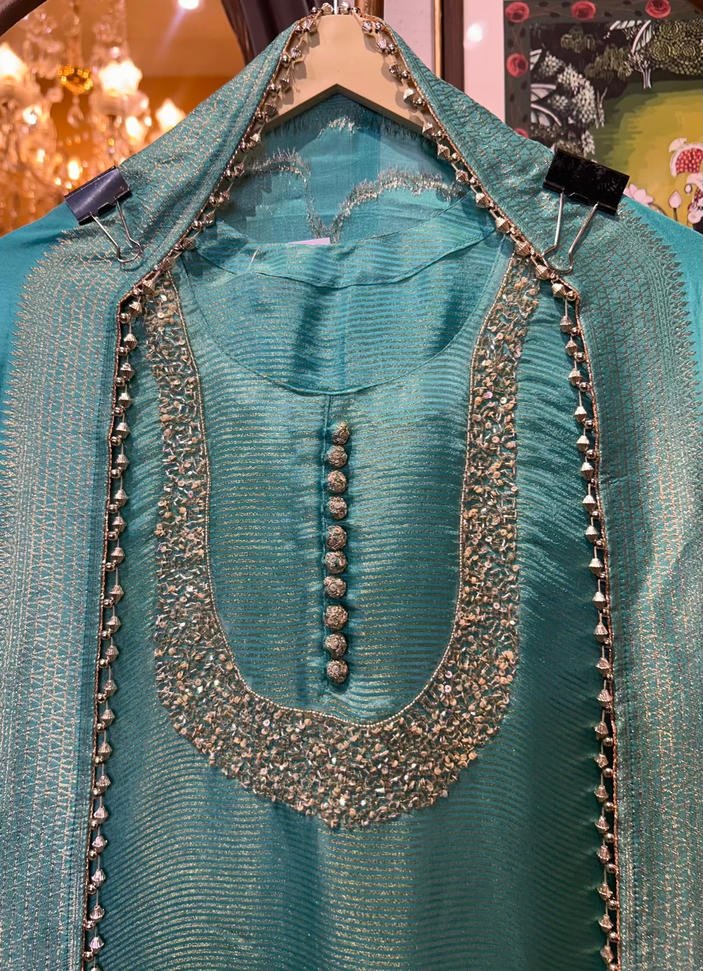 Meerbaaz Banarasi Suit (Turquoise)