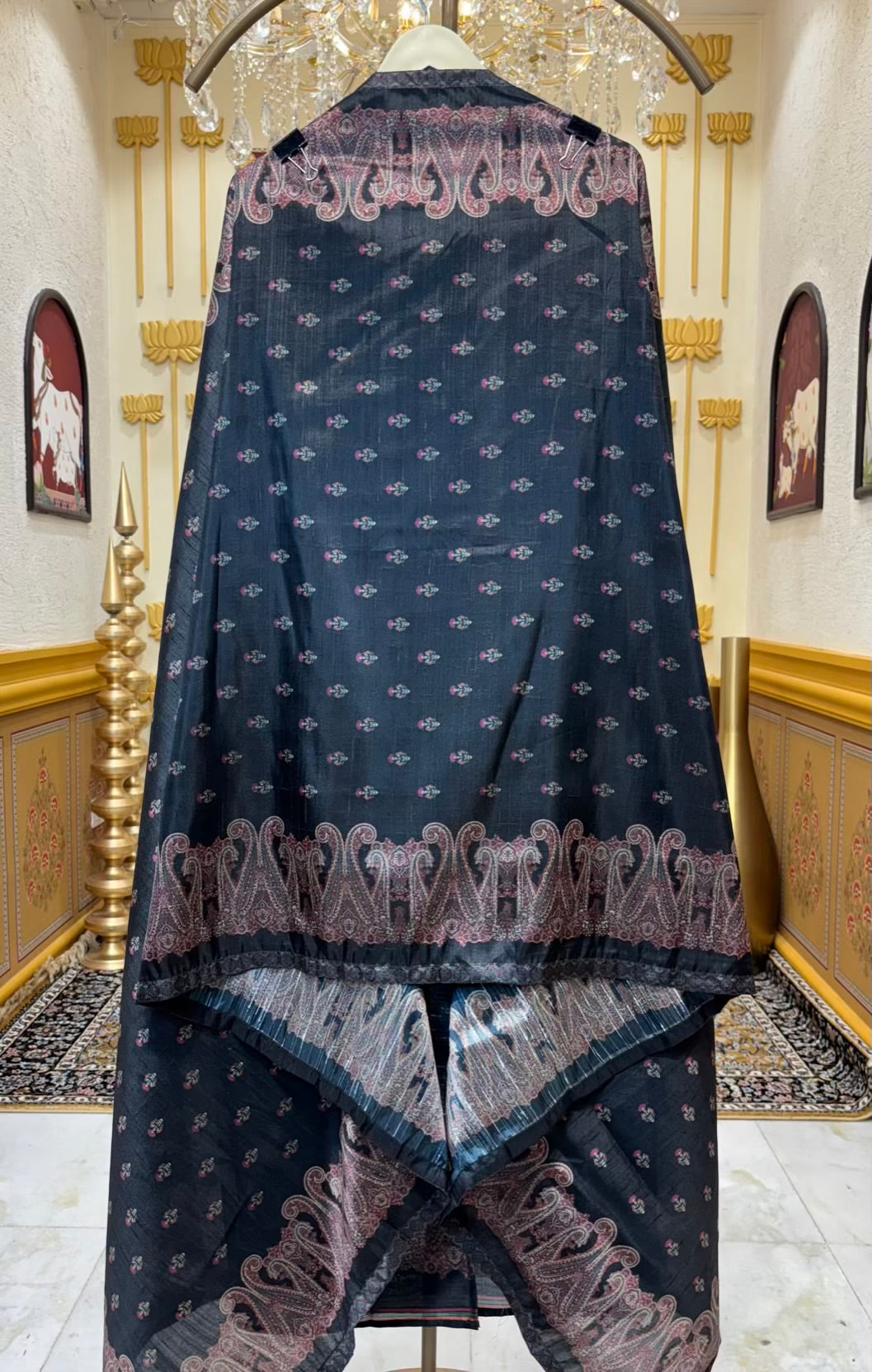 Mehira Tussar Silk Suit (Black)