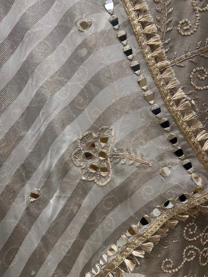 Zarvisha Aaina Kinari Suit (Silver Grey)