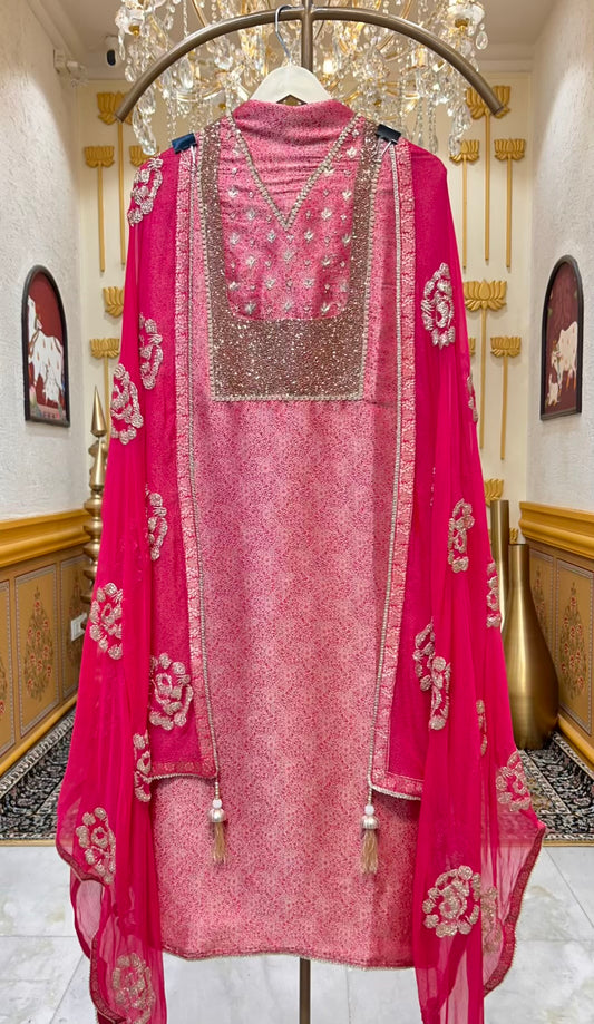 Zayla Banarasi Grace Suit (Magenta)