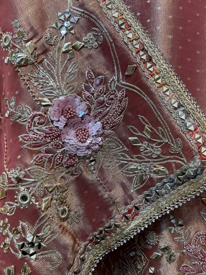 Mahzara Gota Mirror Suit (Pink)