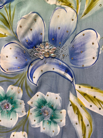 Meheraa Hand Painted Suit (Blue)